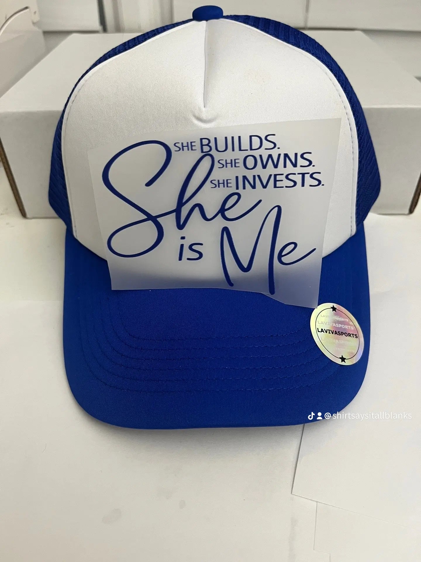 SHE IS ME DTF HAT TRANSFER (Blue)