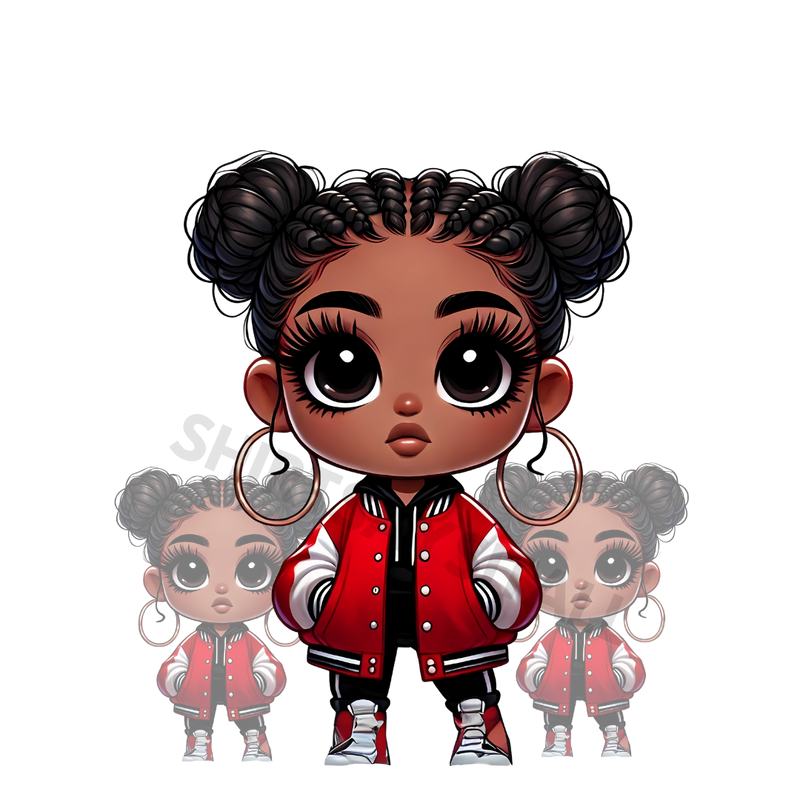 CHIBI GIRL RED VARSITY DESIGN