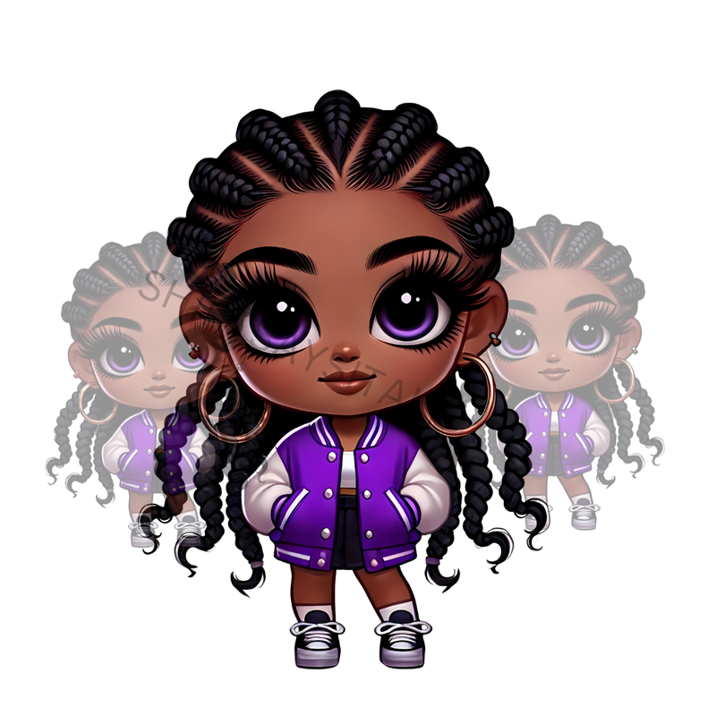 CHIBI GIRL VARSITY PURPLE