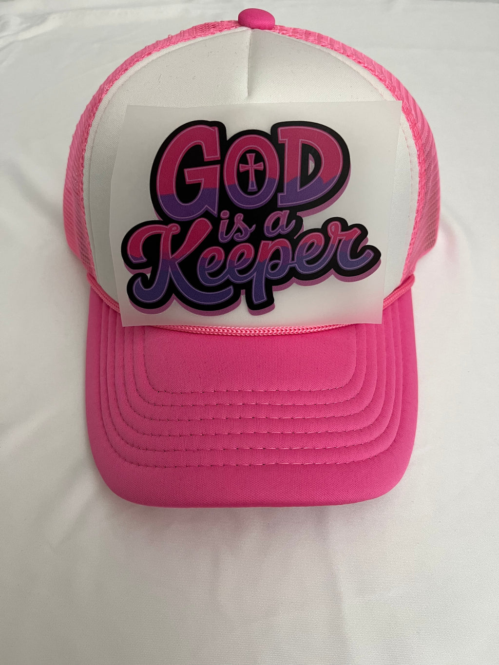 GOD IS A KEEPER DTF HAT TRANSFER